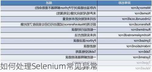 如何处理Selenium常见异常