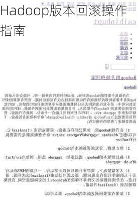 Hadoop版本回滚操作指南