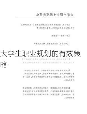 大学生职业规划的有效策略