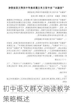 初中语文群文阅读教学策略概述