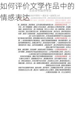 如何评价文学作品中的情感表达