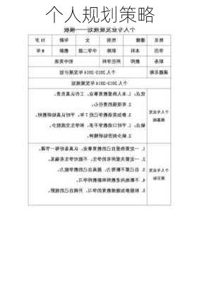 个人规划策略