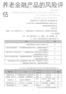 养老金融产品的风险评估