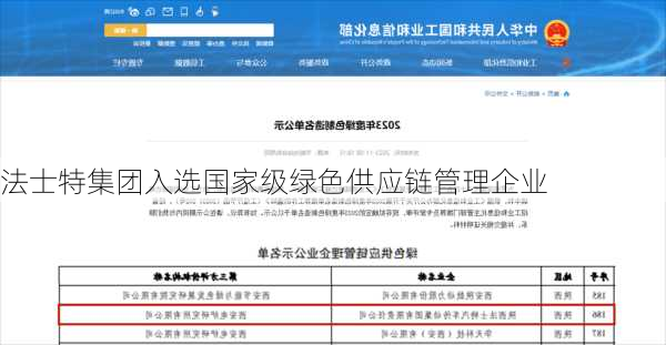 法士特集团入选国家级绿色供应链管理企业