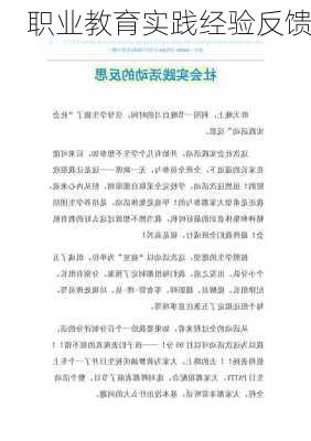 职业教育实践经验反馈