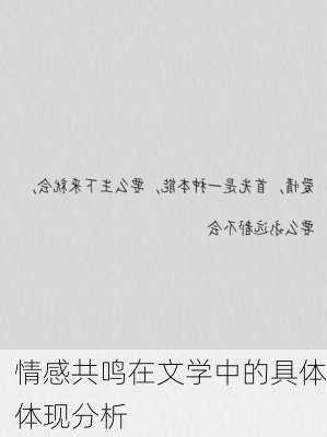 情感共鸣在文学中的具体体现分析
