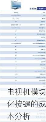 电视机模块化按键的成本分析