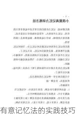 有意记忆法的实践技巧