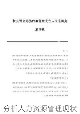 分析人力资源管理现状