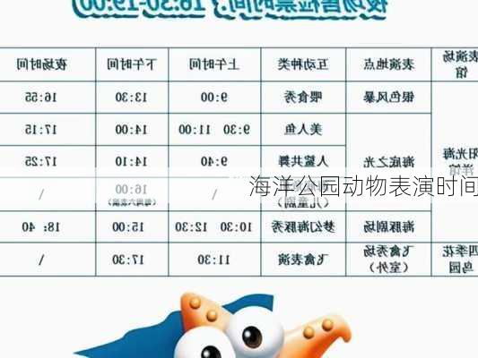海洋公园动物表演时间