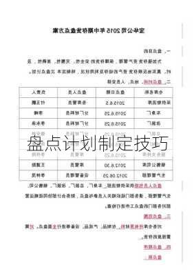 盘点计划制定技巧