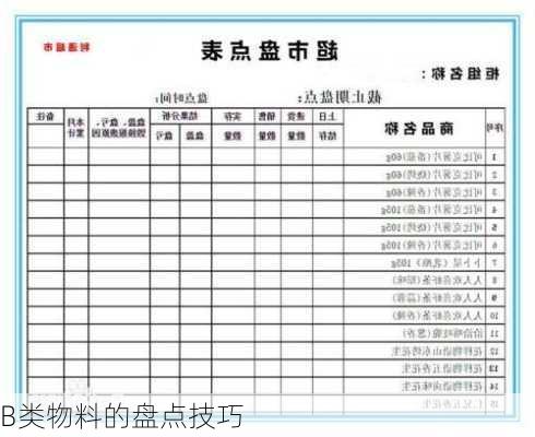 B类物料的盘点技巧