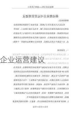 企业运营建议