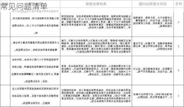 常见问题清单