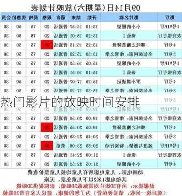 热门影片的放映时间安排