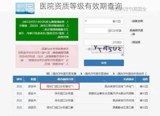 医院资质等级有效期查询
