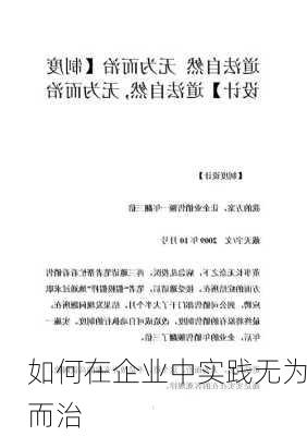 如何在企业中实践无为而治