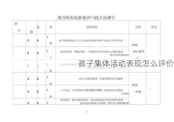 孩子集体活动表现怎么评价