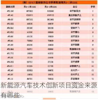 新能源汽车技术创新项目资金来源有哪些