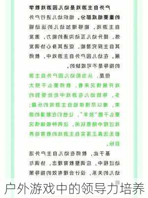 户外游戏中的领导力培养