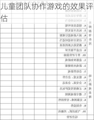 儿童团队协作游戏的效果评估
