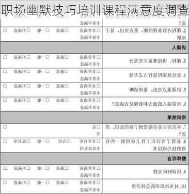 职场幽默技巧培训课程满意度调查