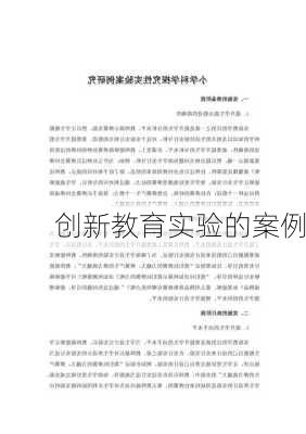 创新教育实验的案例