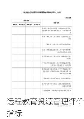 远程教育资源管理评价指标