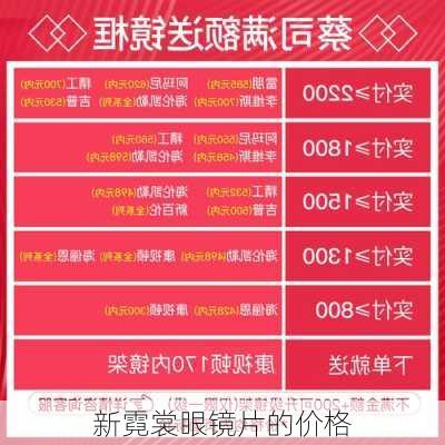 新霓裳眼镜片的价格