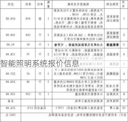 智能照明系统报价信息