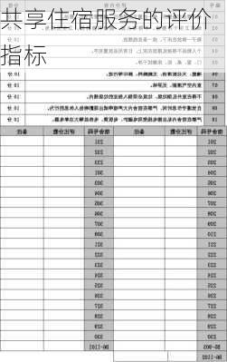 共享住宿服务的评价指标