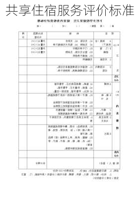 共享住宿服务评价标准