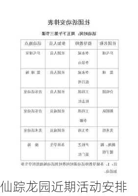 仙踪龙园近期活动安排