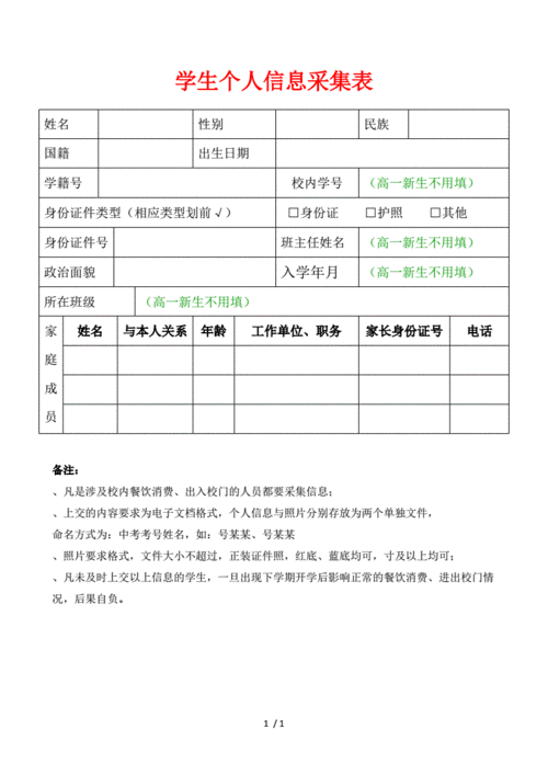 个人信用信息采集标准