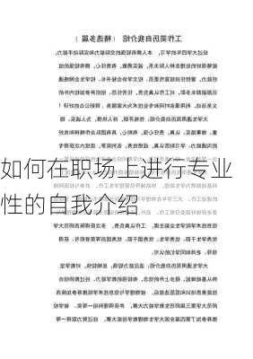 如何在职场上进行专业性的自我介绍