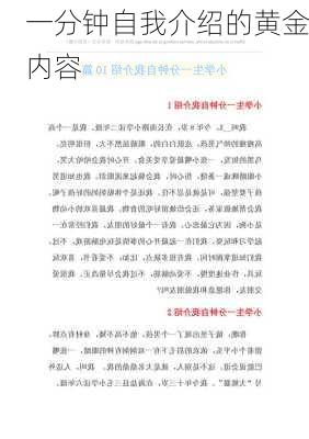 一分钟自我介绍的黄金内容