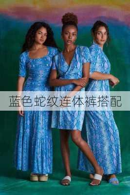 蓝色蛇纹连体裤搭配
