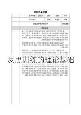 反思训练的理论基础