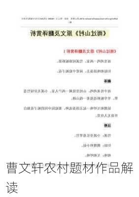 曹文轩农村题材作品解读