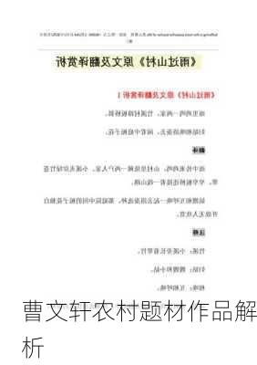曹文轩农村题材作品解析