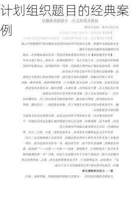 计划组织题目的经典案例