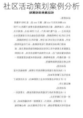 社区活动策划案例分析