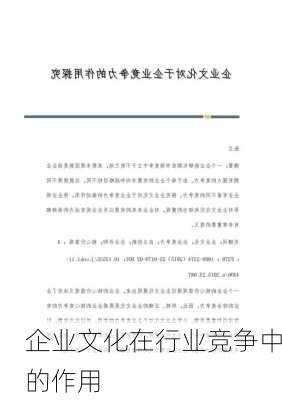 企业文化在行业竞争中的作用