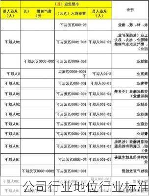 公司行业地位行业标准