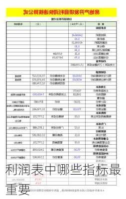 利润表中哪些指标最重要