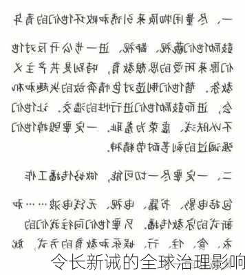 令长新诫的全球治理影响