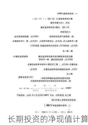 长期投资的净现值计算