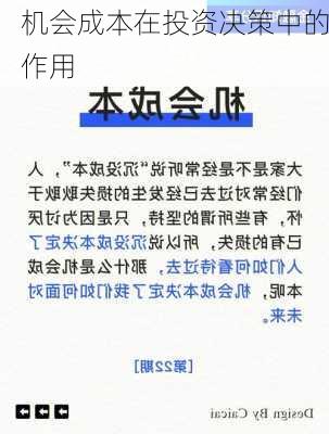 机会成本在投资决策中的作用