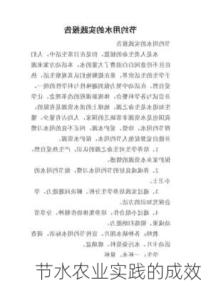 节水农业实践的成效