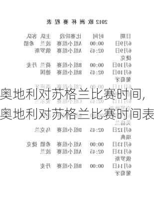 奥地利对苏格兰比赛时间,奥地利对苏格兰比赛时间表